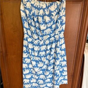 Lilly Pulitzer Blue and White Patterned strapless Dress